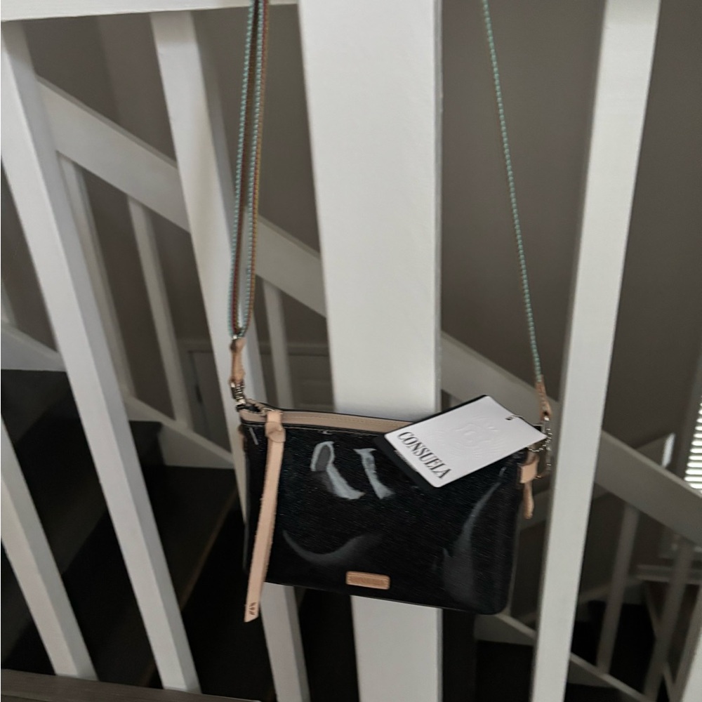 Consuela Black and Tan Crossbody Bag